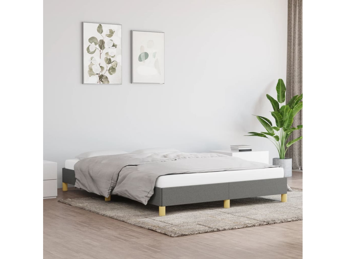 Vidaxl Estrutura de Cama Sem Colchão 160x200 Cm Tecido Cinzento escuro