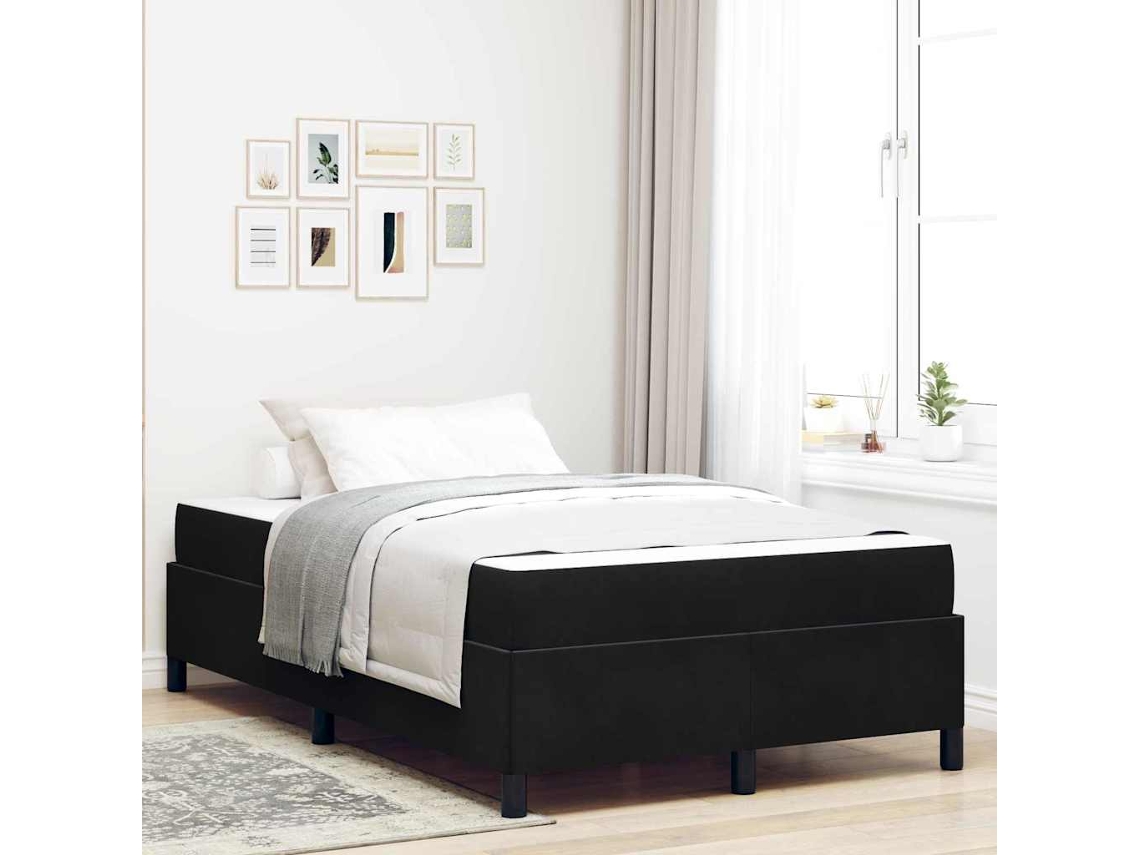 Vidaxl Estrutura da Cama com Colchão Preto 120 X 190 Cm Tecido