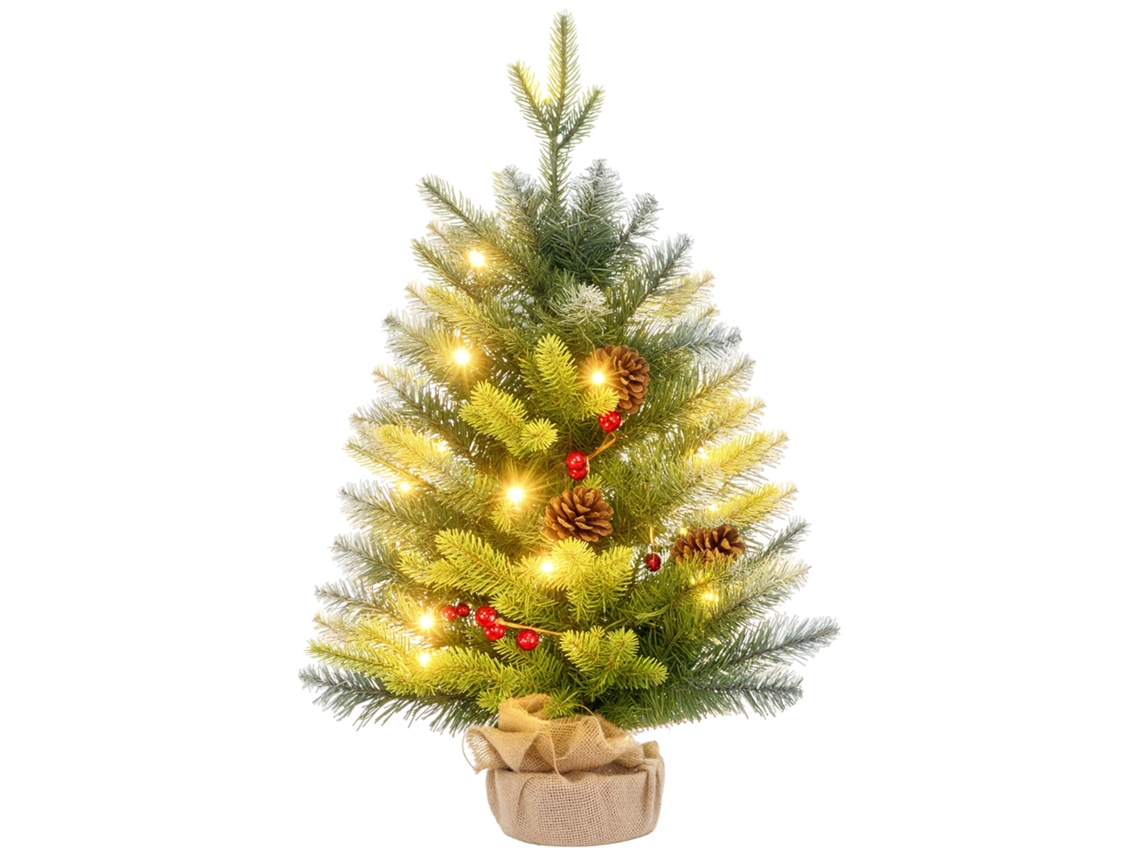 Árvore de Natal de mesa, 60 cm, com 20 luzes LED, verde S/MARCA