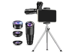 Kit De Lentes Para Telefone 22x Telefoto Macro Grande Angular Kit De Lentes Fisheye Com Tripé E Clipes