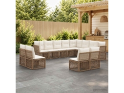 Vidaxl Conjunto De Sofá De Jardim 12 Pcs Bege Vime Pe