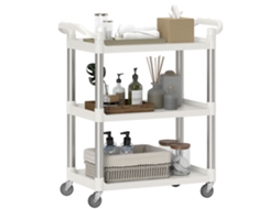 Carrinho Auxiliar PP e Liga de Alumínio Cor Branco 88x44x93 cm Homcom