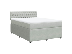 Cama com Molas e Colchão Veludo Cinzento Claro MAISON EXCLUSIVE (160x200 cm)