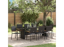 Vidaxl Conjunto De Jantar Para Jardim 9 Pcs Preto Vime Pe