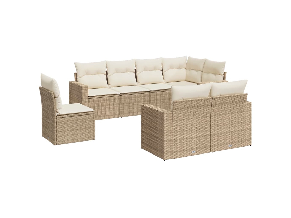 Maison Exclusive - 8 Pcs Conjunto De Sofás P/ Jardim Com Almofadões Vime Pe Bege