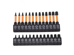 Conjunto de 26 Pontas de Chave Fenda Estrela aço S2 com haste hexagonal 1/4 para manutenção S/MARCA