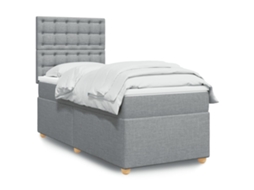 Vidaxl Cama com Molas/colchão 90x200 Cm Tecido Cinza claro