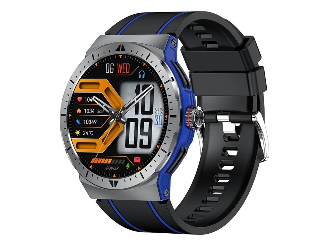 Smartwatch com chamadas Bluetooth 1,43 polegadas em tecido Amoled e vários modos esportivos azul Bestvite
