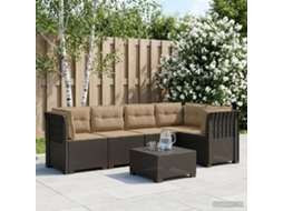Vidaxl Sofá De Jardim De 5 Pessoas Com Almofadas Visual De Rattan Pp