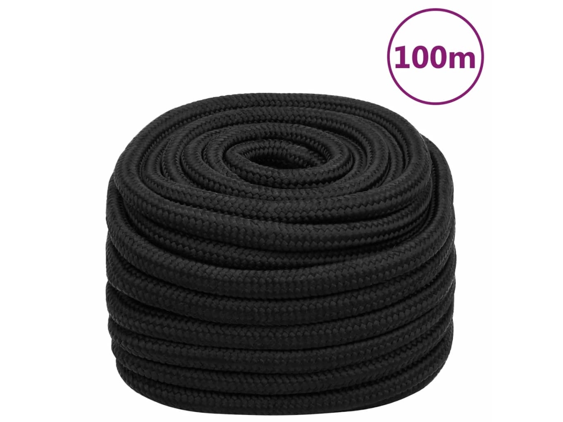 Vidaxl Corda De Barco 20 Mm 100 M Polipropileno Preto Completo