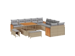 Maison Exclusive - Conjunto De Sofá De Jardim 13 Pcs Bege E Cinza Claro