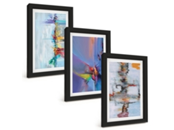 Galeria De Pinturas Muraiscomposições Abstratas Pictóricas Moldura Preta Fotos Para O Escritório Espelharte (3 Peças 20x30 Cm)
