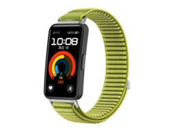 Bracelete Para Huawei Band 10 / 9 / 8 - Nylon Trançado - Fecho De Velcro - Interface Metálica Verde