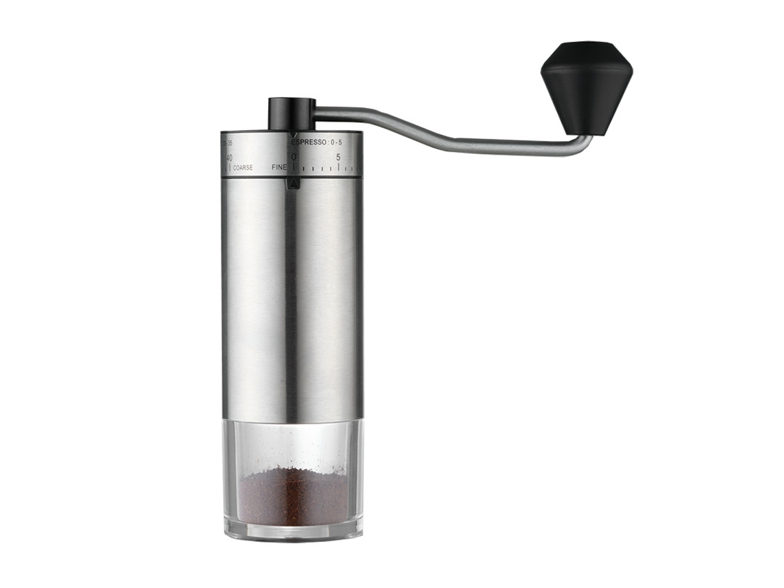 Moedor De Café Manual Yuysan, Núcleo Em Cerâmica Com 40 Níveis De Ajuste, Carcaça Em Aço Inoxidável Cor Prateada