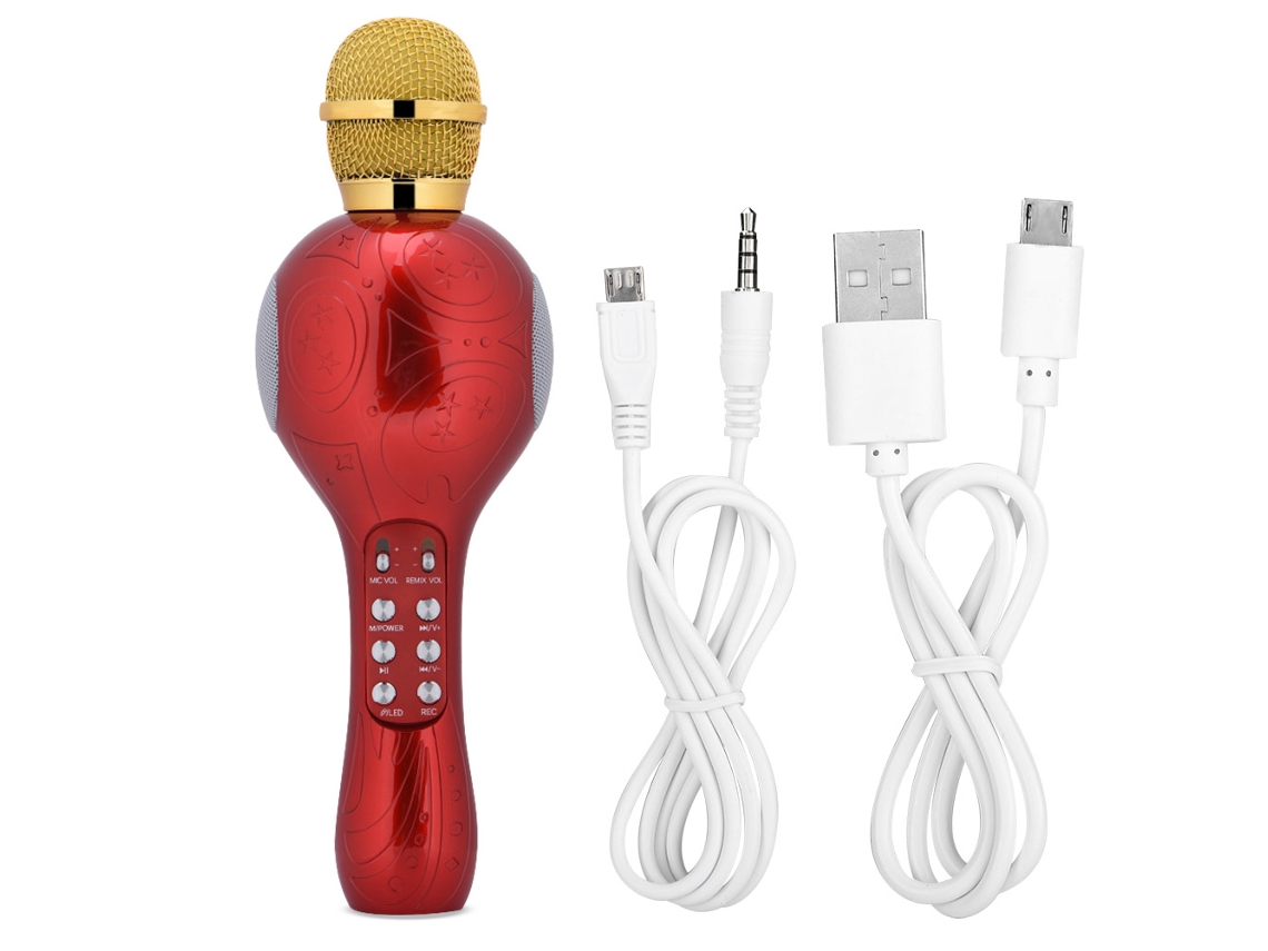 Microfone Bluetooth (karaoke Led Toca Música)