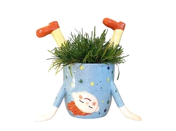 Vaso de Resina S/MARCA com suporte de bambu para plantas