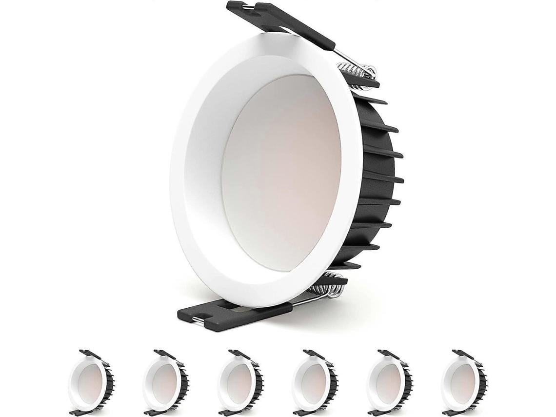 Rebe 6pcs Foco Embutido Led 7w 3000k, Ângulo 100°, Tamanho do Buraco 85mm, Alumínio, 220 240v, Economia de Energia