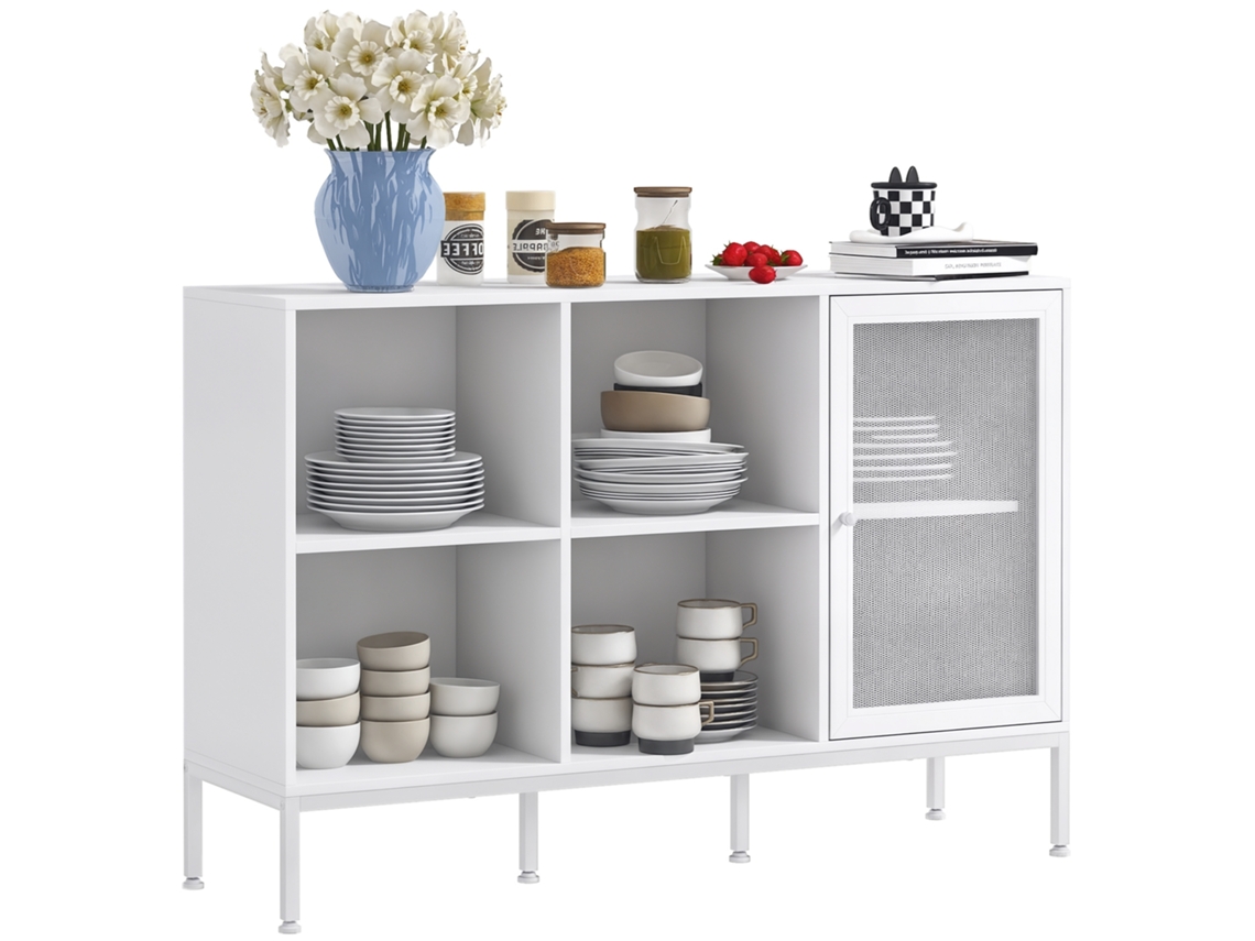 Mesa de Cabeceira com 3 Prateleiras e Vidro S/MARCA (40x40x56 cm) Branco