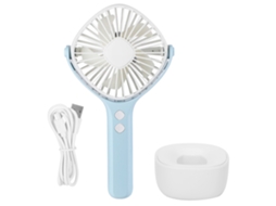 Ventilador Mini Portátil Usb com Base Azul Rotativa Mesa