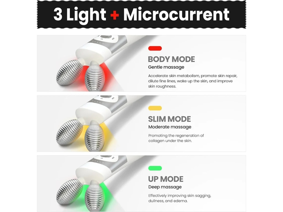 Dispositivo Facial De Microcorrente De 3 Luzes A Mais Recente Tecnologia De Luz Vermelha De 660 Nm Para Rejuvenescimento Da Pele E Redução Yizhood