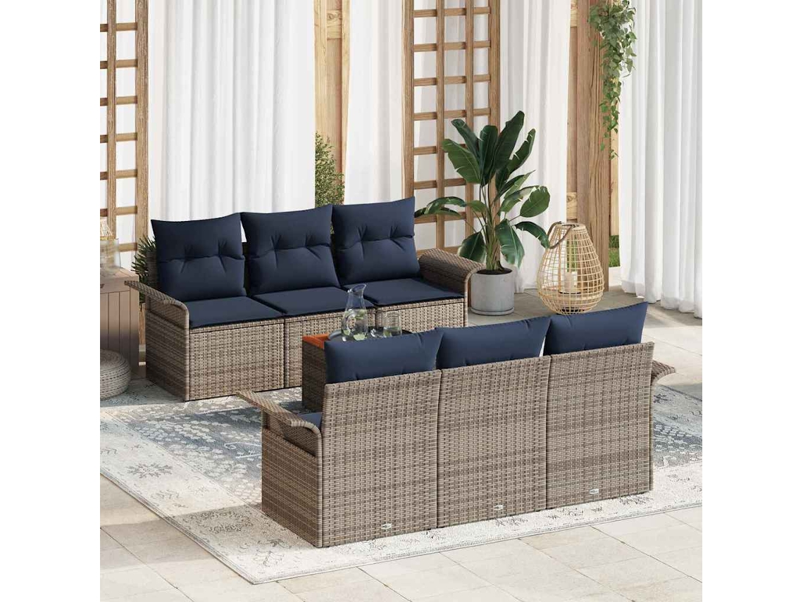 Vidaxl Conjunto De Sofá De Jardim 7 Unid. 6-número De Lugares
