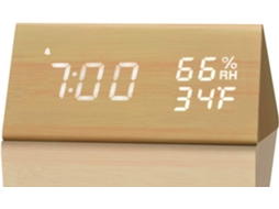 Despertador Digital, Com Visor Eletrônico De Horas Em Led, Em Madeira Slowmoose