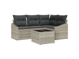 Conjunto 5 Sofá Exterior Vidaxl Cinzento-claro Vime Pe (178,5 X 123,5 X 85 Cm)