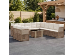 Vidaxl Conjunto De Sofá De Jardim 12 Unid. Bege Vime Pe