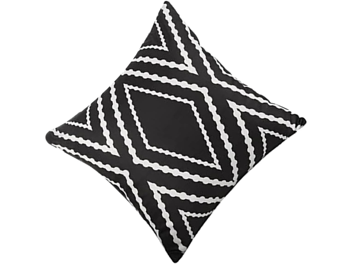 Capa de Almofada Geométrica em Poliéster, Resistente a Óleo, 45x45cm. Preta Moderna para Uso Interno CHABERLU