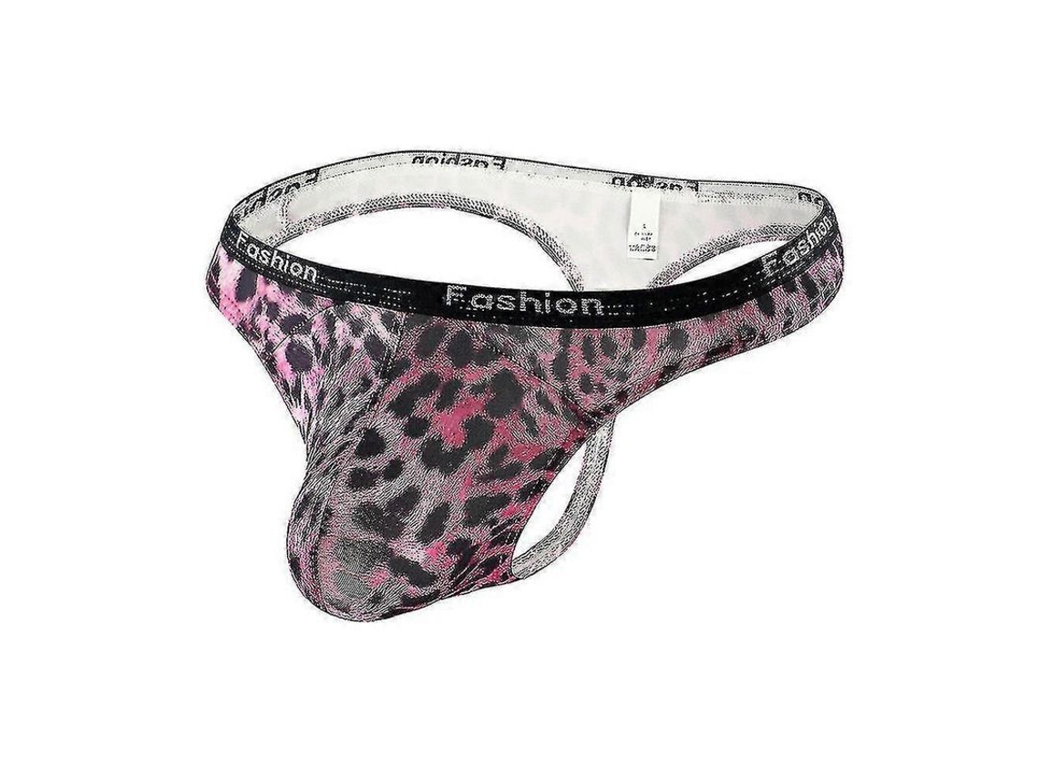 Caleçon Homem Sexy T-back G-string Thongs Pele De Leopardo Material Ester Rosa L