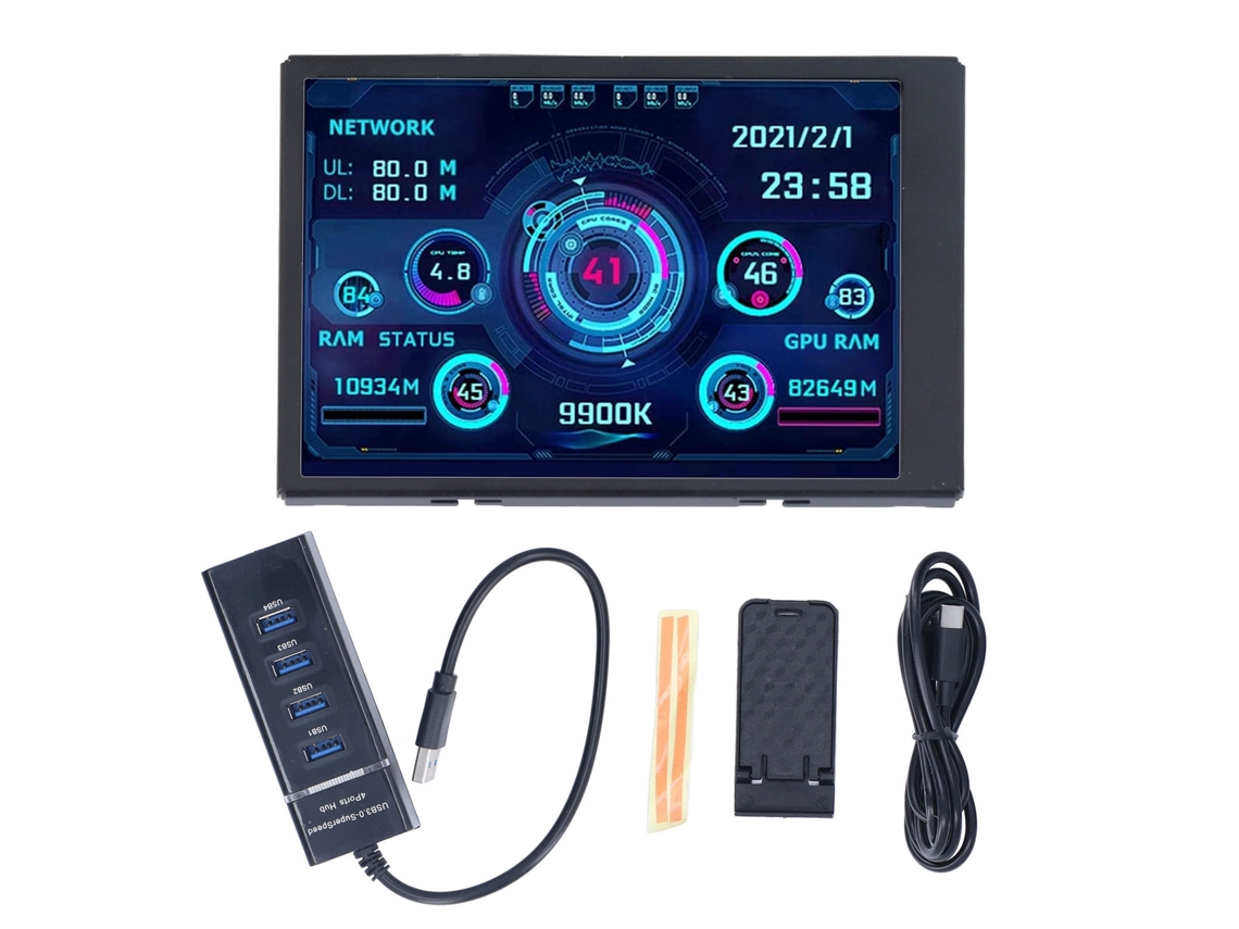 Monitor de Tela 3.5 Polegadas Ips Rotativo 360° com Hub Usb3.0 para Chassis Itx