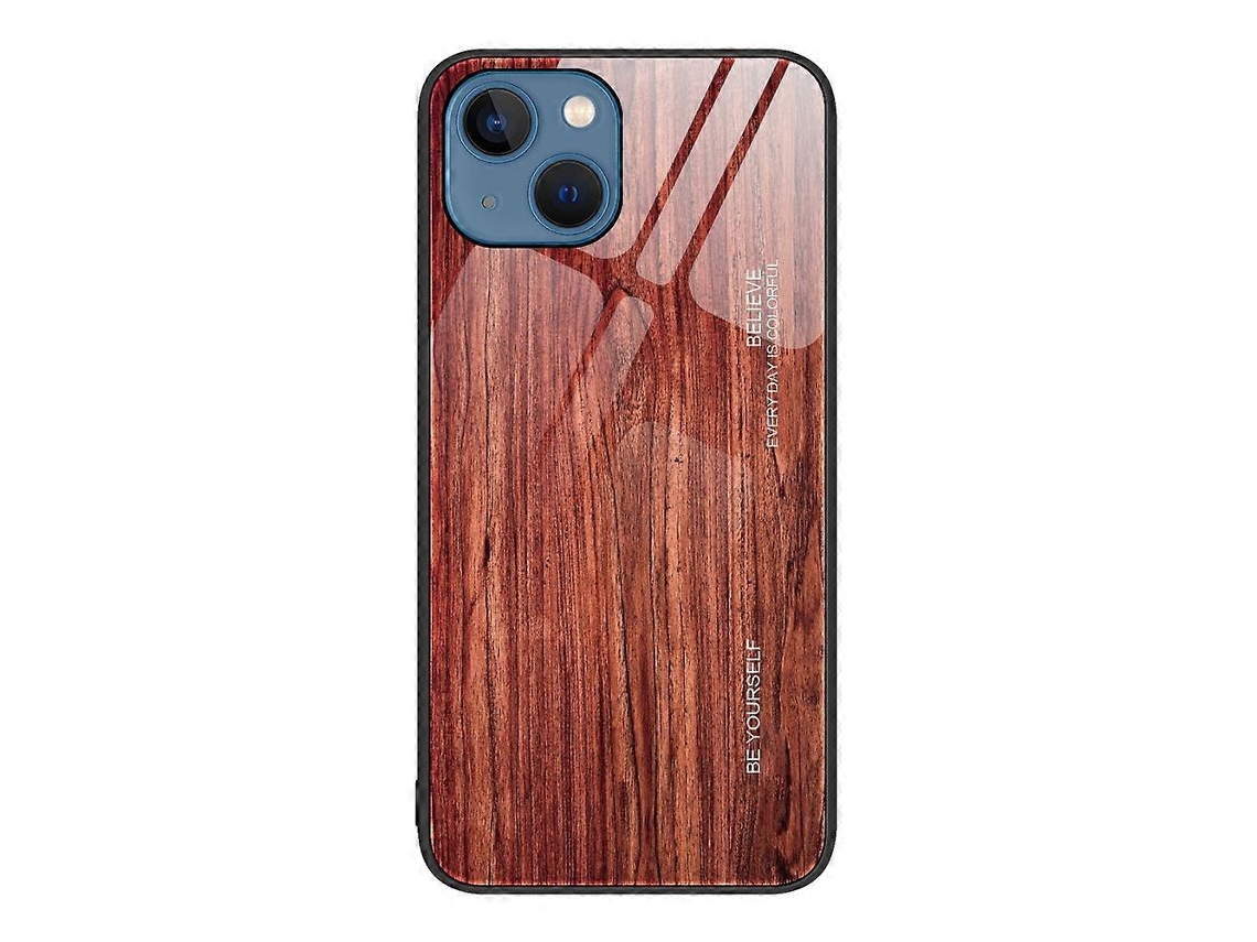 Capa Protetora De Vidro Com Textura De Madeira Para Iphone 13
