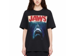 Rockinstone Jaws Movie Poster Again Black Adult T-shirt Size:s