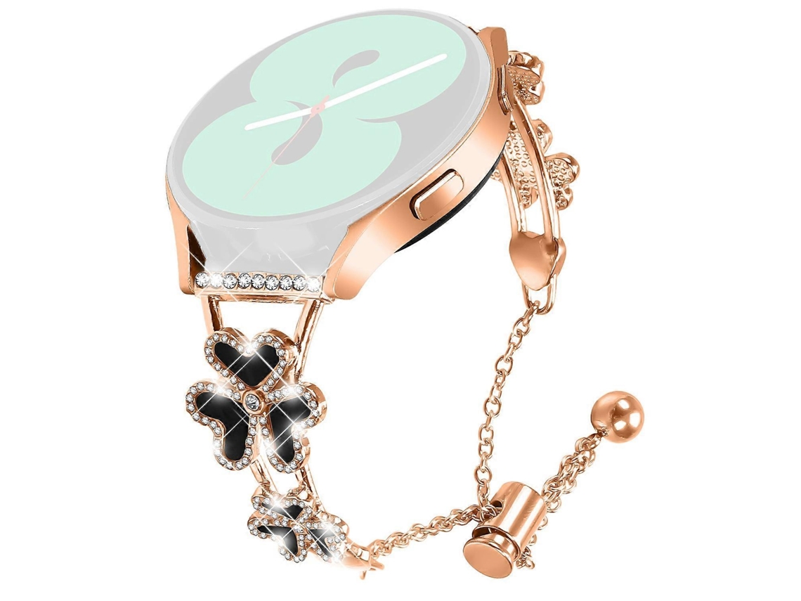 Lurelia Pulseira De Substituição, Compatível Com Relógio Haylou Bling Ls12, Metal Em Ouro Rosa Decoração Coração E Trevo