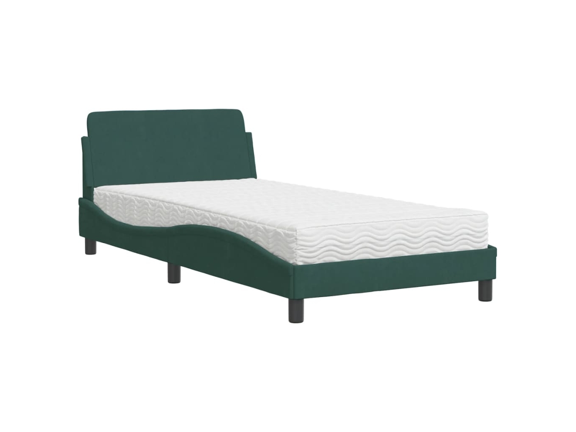 Bed, Beds Vidaxl Verde Veludo (100 X 200 Cm)