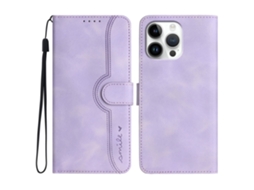 Capa Em Couro Pu Para Apple Iphone 16 Pro Max Roxo Claro