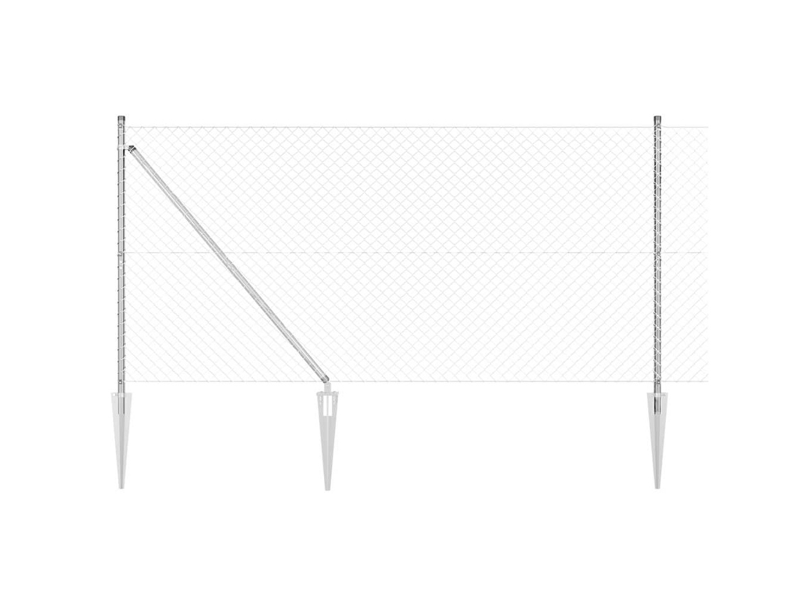 Vidaxl Cerca De Cadeia Com Pontas 10 X 1,2 M Aço Galvanizado Prateado