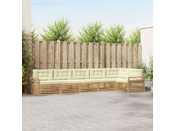 Vidaxl Conjunto De Sofás Para Exterior 6 Unid. Branco E Creme