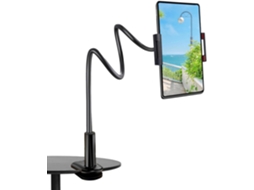 Suporte flexível de 360° AQUAFORGE para tablet com braço articulado para cama, fixação universal, 4.1 a 6.7 polegadas, preto, mesa ou cabeceira