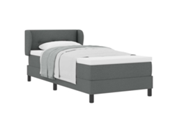 Cama De Solteiro | Camas Para Quarto | Cama Box Com Colchão Cinzento Escuro 100 X 200 Cm Tecido
