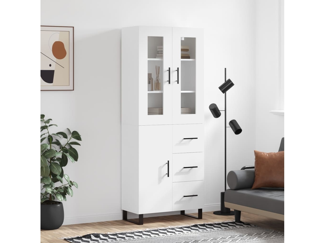 Vidaxl Armário Alto 69,5x34x180 Cm Derivados De Madeira Branco