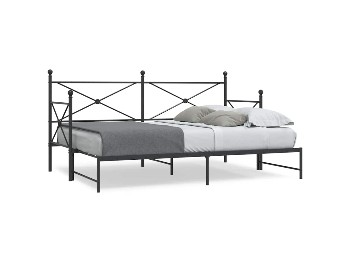 Cama De Dia Com Gavetão Sem Colchão 75x190 Cm Aço Preto