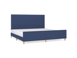 Estrutura de cama com cabeceira VIDAXL Azul Tecido (200x200 cm)