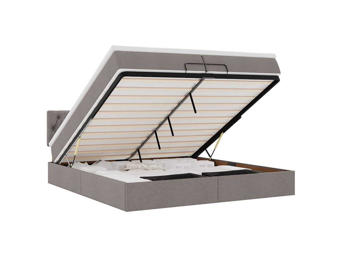 Estrutura Cama Otomana com Colchões Tecido Cinzento MAISON EXCLUSIVE (200x200 cm)