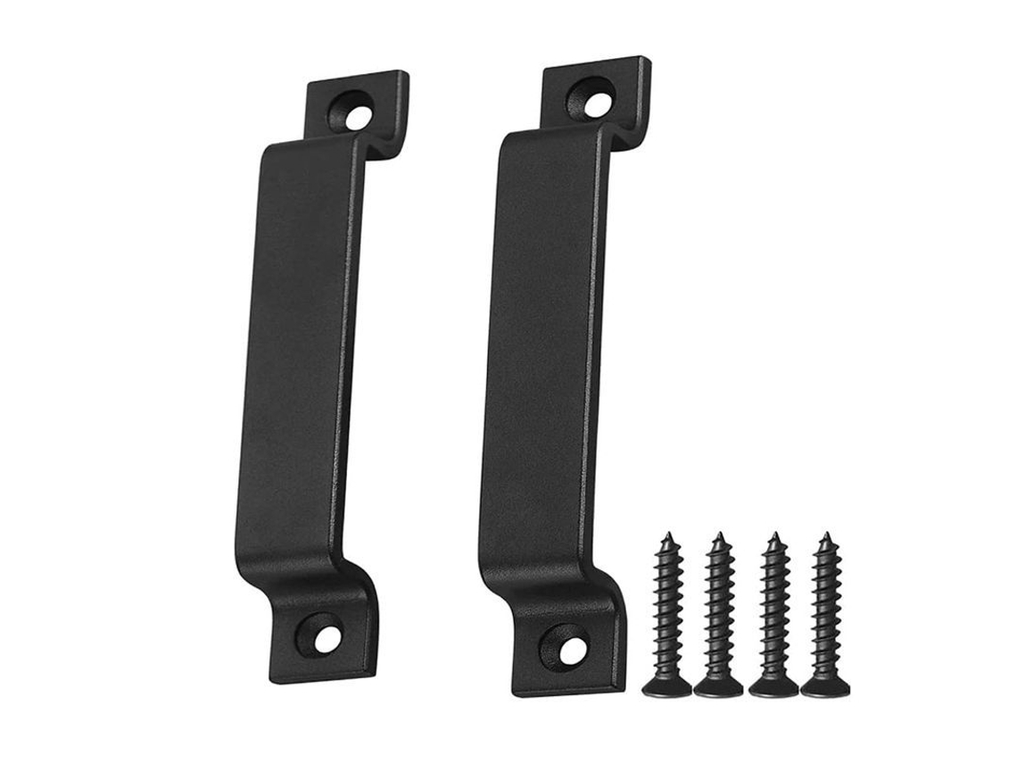 Alça De Porta De Grange Linjou | Alça De Aço Preto Sólido | Inclui Parafuso Preto (de Qualidade Superior, Versátil E Resistente)