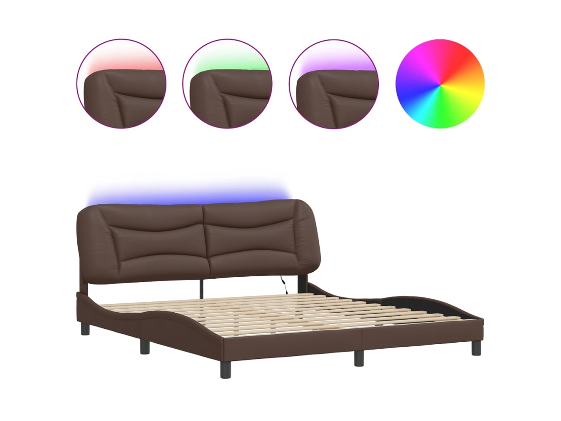 Bed Frame, Bed Frames Vidaxl Marrom Couro Artificial (180 X 200 Cm)