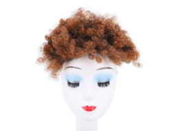 Aplique de cabelo com coque cacheado e franja para mulheres, coque cacheado volumoso