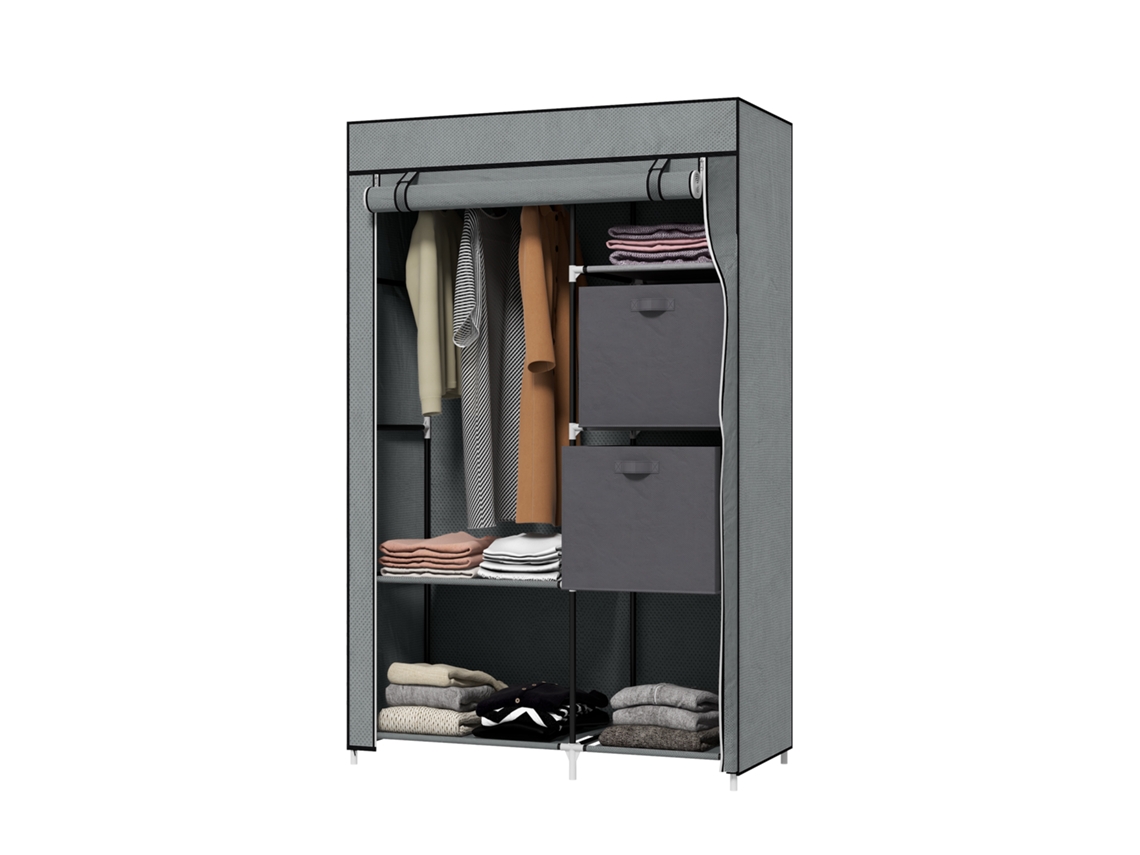 Guarda roupa de Tecido com 6 Prateleiras, 102x42,5x162,5cm, Cinza, S/MARCA