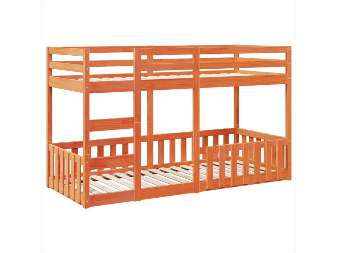 Bunk Bed Frame, Bunk Bed Frames Vidaxl Marrom Madeira De Pinho (90 X 200 Cm)