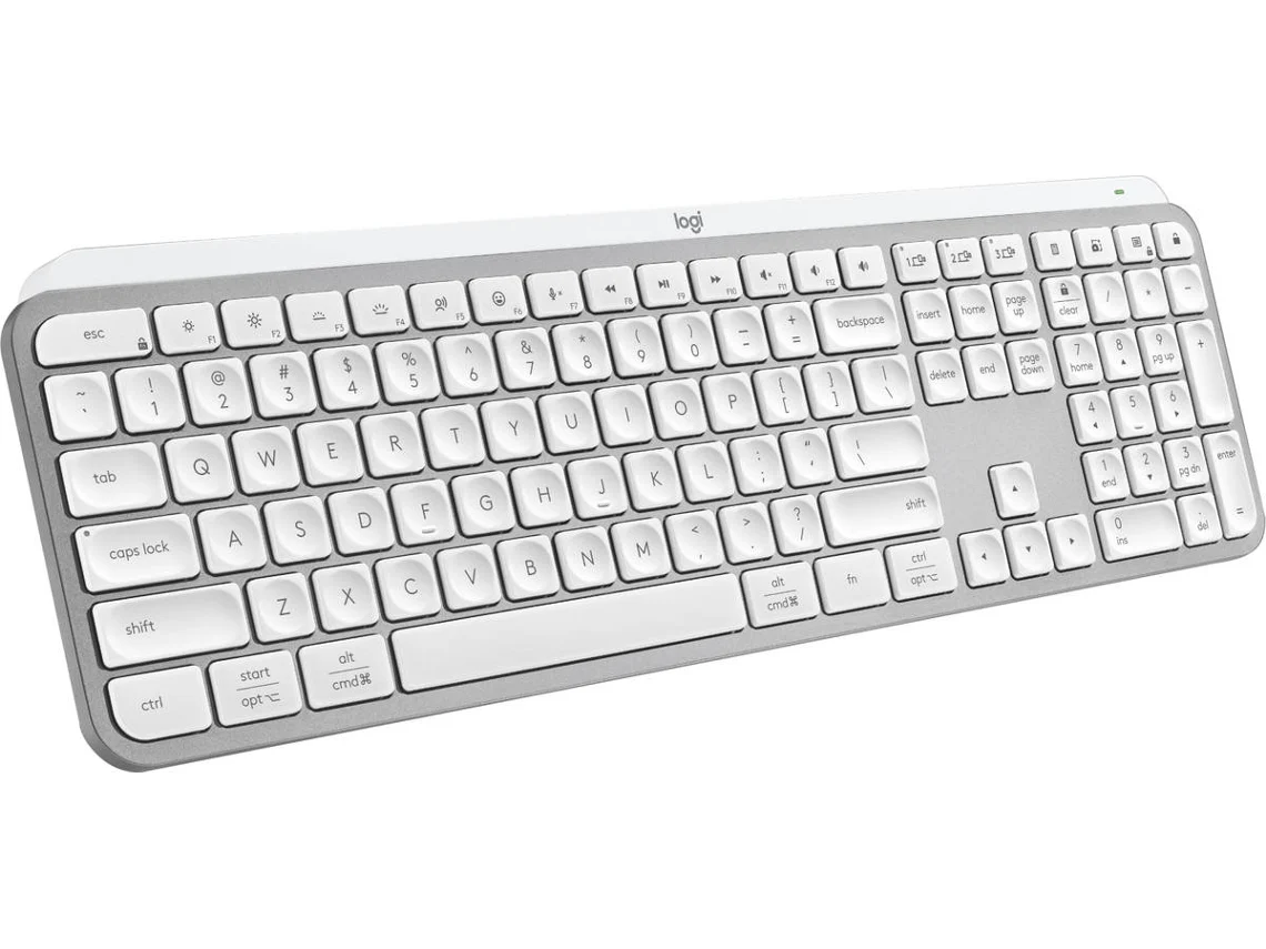 Teclado LOGITECH MX Keys S (Wireless - Idioma Português - Teclado Numérico - Branco)